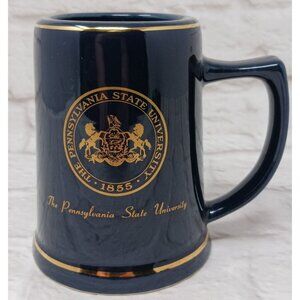 Pennsylvania State University 1855 Ceramic Tankard Mug Navy Gold Trenton NJ VTG